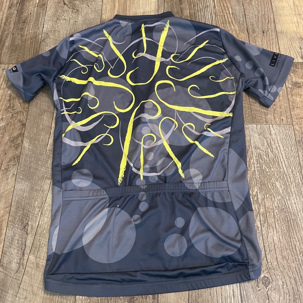 Livestrong Lance Armstrong Foundation Cycling Jersey Mens Medium Grey‎ Yellow - Picture 4 of 9